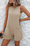 Round Neck Sleeveless Front Pocket Romper - Trendsi - Flyclothing LLC