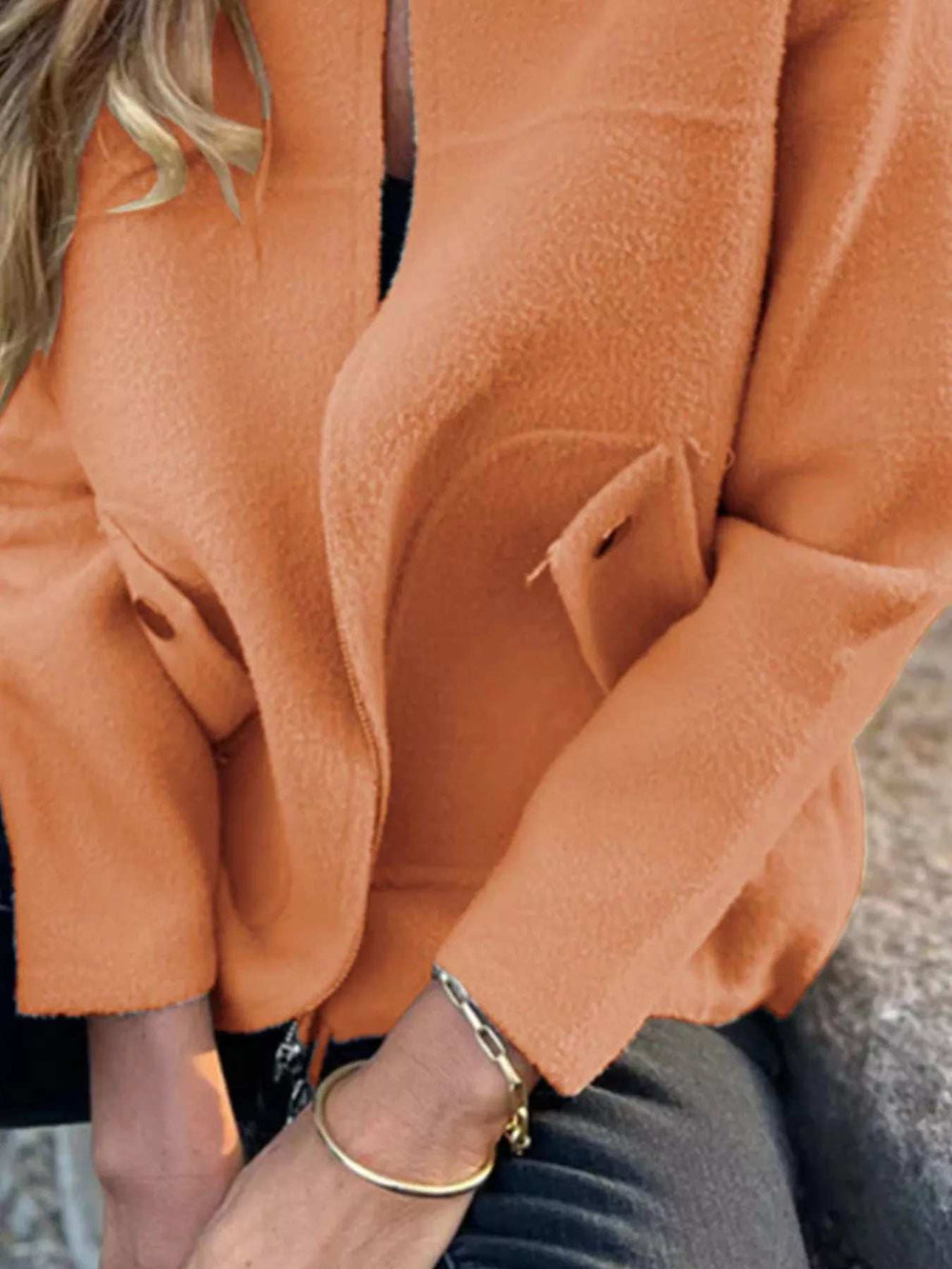 Full Size Textured Knit Zip Up Outerwear Plus Size - Trendsi - Flyclothing LLC