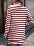 Striped Turtleneck Long Sleeve Knit Top - Trendsi - Flyclothing LLC