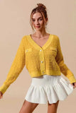 SO ME Frayed Tweed Knit Buttoned Front Cardigan - Trendsi - Flyclothing LLC