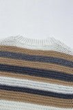 Stripe Color Block Eyelet Knit Short Sleeve Knit Top - Trendsi - Flyclothing LLC
