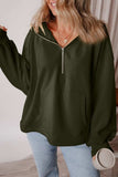 Pocketed Half Zip Dropped Shoulder Hoodie - Trendsi - Flyclothing LLC