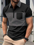 Men's Full Size Collared Contrast Striped Polo Plus Size - Trendsi - Flyclothing LLC