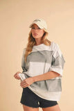 Aemi+Co Color Block Round Neck Short Sleeve T-Shirt - Trendsi - Flyclothing LLC