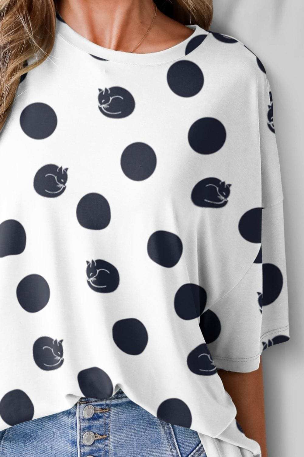 Round Neck Half Sleeve T-Shirt - Trendsi - Flyclothing LLC