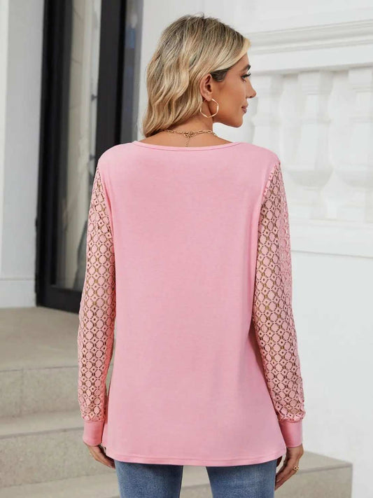 Cutout Round Neck Long Sleeve T-Shirt - Trendsi - Flyclothing LLC