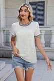 Round Neck Short Sleeve T-Shirt - Trendsi - Flyclothing LLC