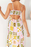 Cutout Back Printed Square Neck Maxi Cami Dress - Trendsi - Flyclothing LLC