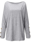One Shoulder Long Sleeve T-Shirt - Trendsi - Flyclothing LLC