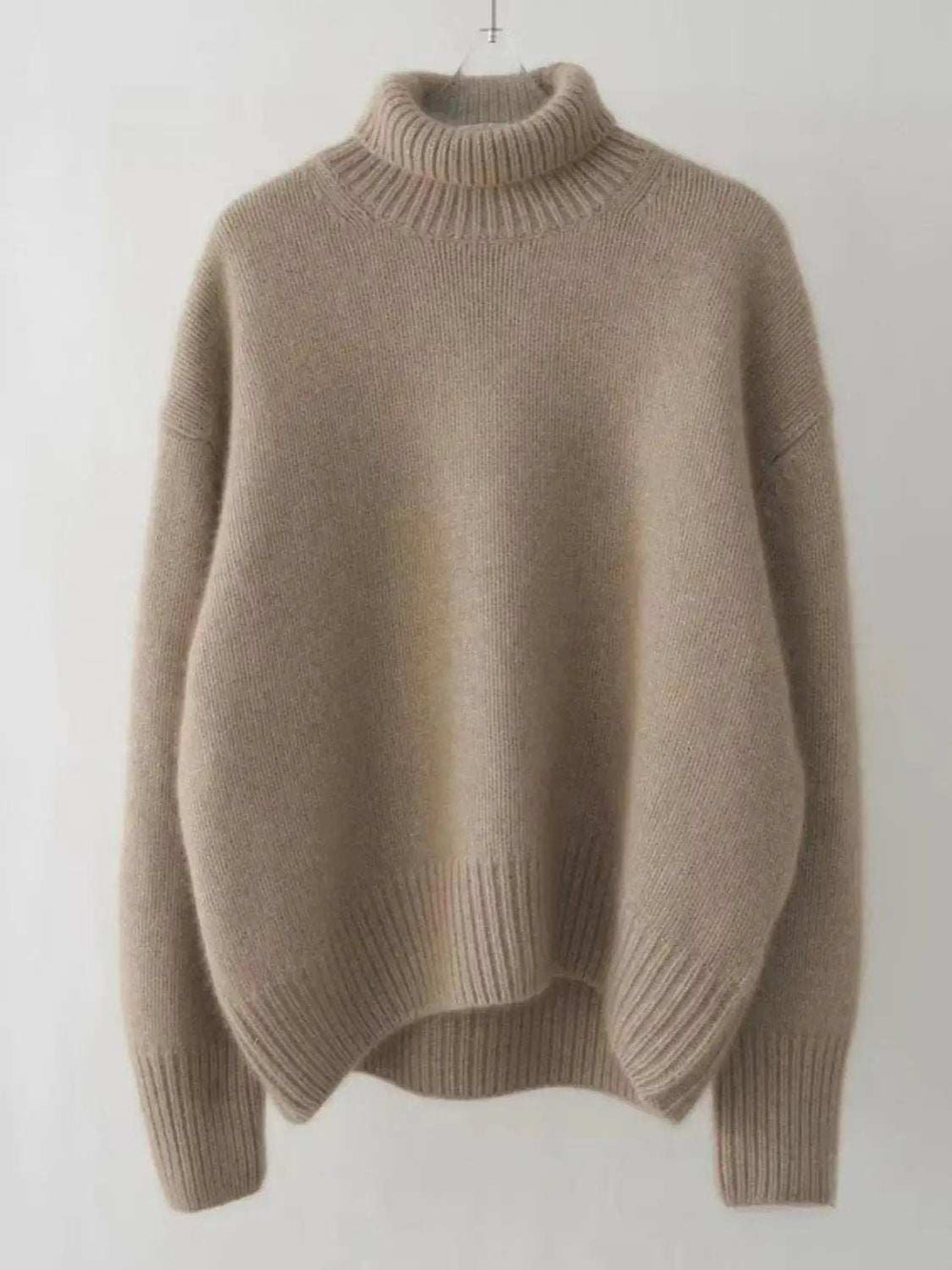 Turtleneck Dropped Shoulder Long Sleeve Sweater - Trendsi - Flyclothing LLC