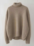 Turtleneck Dropped Shoulder Long Sleeve Sweater - Trendsi - Flyclothing LLC