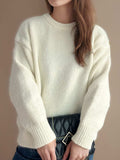 Round Neck Long Sleeve Sweater - Trendsi - Flyclothing LLC