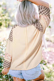 Heart Plaid Round Neck Long Sleeve Blouse - Trendsi - Flyclothing LLC