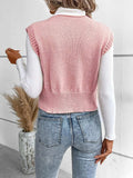 Full Size Button Up V-Neck Sweater Vest - Trendsi - Flyclothing LLC