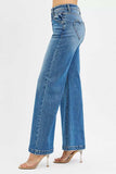 RISEN High Rise Wide Leg Jenas with Front Yoke and Heart Back Pocket - Trendsi - Flyclothing LLC