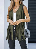 Fringe Open Front Vest Coat - Trendsi - Flyclothing LLC