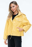 How Dare U Drawstring Hem PU Leather Zip Up Jacket - Trendsi - Flyclothing LLC