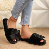 Bow Open Toe Flats Slippers - Trendsi - Flyclothing LLC