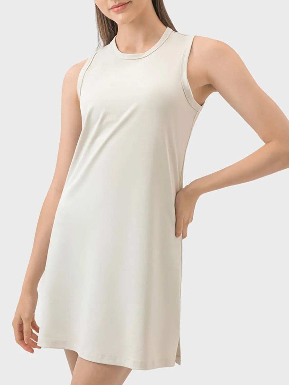 Round Neck Sleeveless Active Dress - Trendsi - Flyclothing LLC