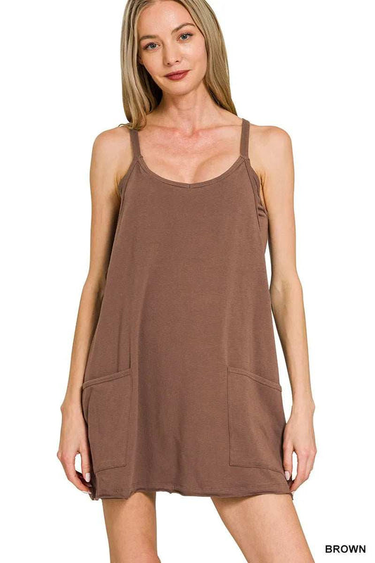 Zenana Cami Mini Dress with Built-in Romper Liner - Trendsi - Flyclothing LLC