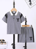 Children's Casual Short Sleeve Polo & Shorts Set - Trendsi - Flyclothing LLC