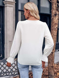 Ruffled V-Neck Flounce Sleeve Blouse - Trendsi - Flyclothing LLC