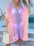 Openwork Contrast V-Neck Cover-Up - Trendsi - Flyclothing LLC