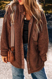 Fuzzy Snap Down Dropped Shoulder Jacket - Trendsi - Flyclothing LLC
