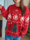 Christmas Element Round Neck Long Sleeve Sweater - Trendsi - Flyclothing LLC