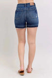 Judy Blue Full Size High Waist Tummy Control Destroy Release Hem Denim Shorts Plus Size - Trendsi - Flyclothing LLC