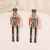 Christmas 18K Gold-Plated Nutcracker Soldier Earrings - Trendsi - Flyclothing LLC