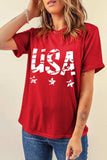 USA Round Neck Short Sleeve T-Shirt - Trendsi - Flyclothing LLC