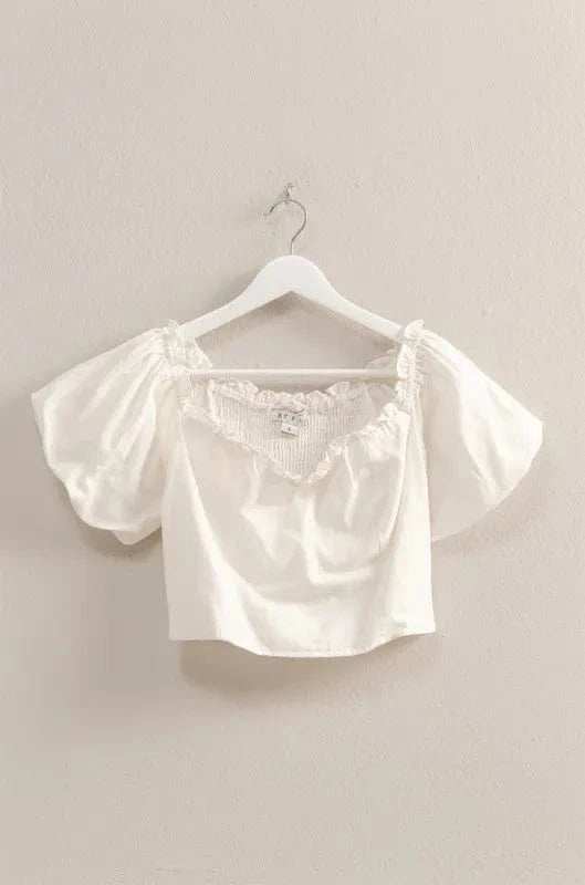 HYFVE Puff Sleeve Sweetheart Neck Top - Trendsi - Flyclothing LLC