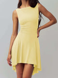 High-Low Round Neck Sleeveless Dress - Trendsi - Flyclothing LLC