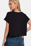 Zenana Round Neck Short Sleeve Crop T-Shirt - Trendsi - Flyclothing LLC