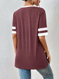 Contrast Trim V-Neck Short Sleeve T-Shirt - Trendsi - Flyclothing LLC