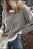 Striped Round Neck Long Sleeve Sweater - Trendsi - Flyclothing LLC