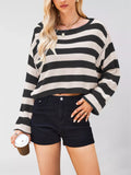 Striped Dropped Shoulder Sweater - Trendsi - Flyclothing LLC