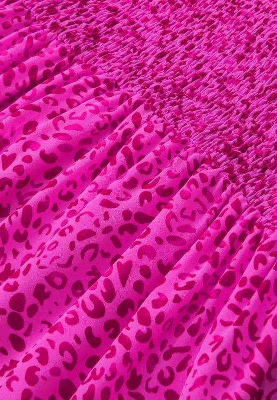 Ruched Leopard Mock Neck Long Sleeve Blouse - Trendsi - Flyclothing LLC