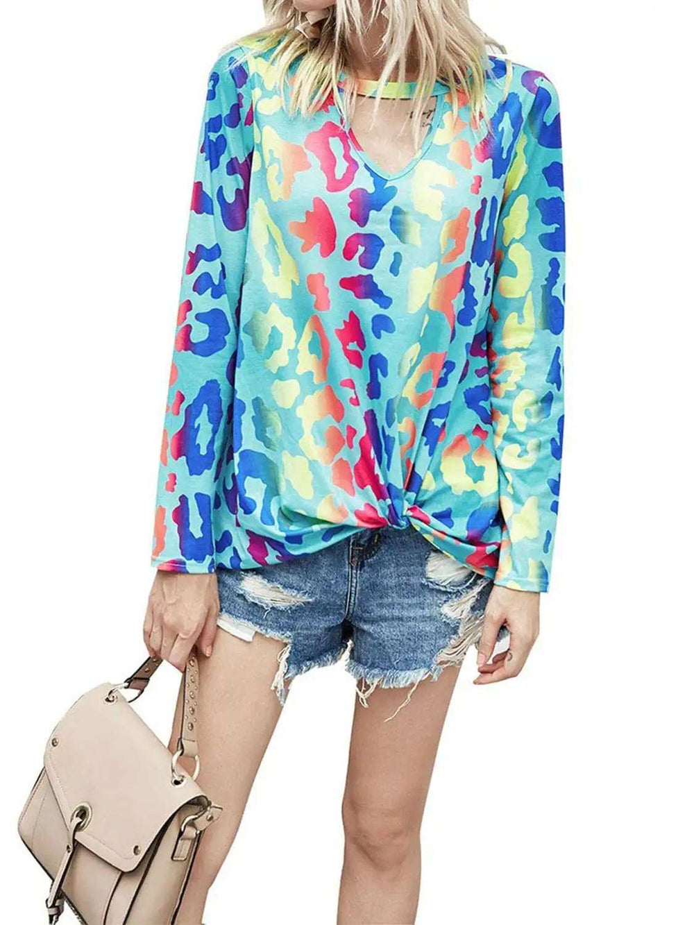 Cutout Round Neck Long Sleeve T-Shirt - Trendsi - Flyclothing LLC