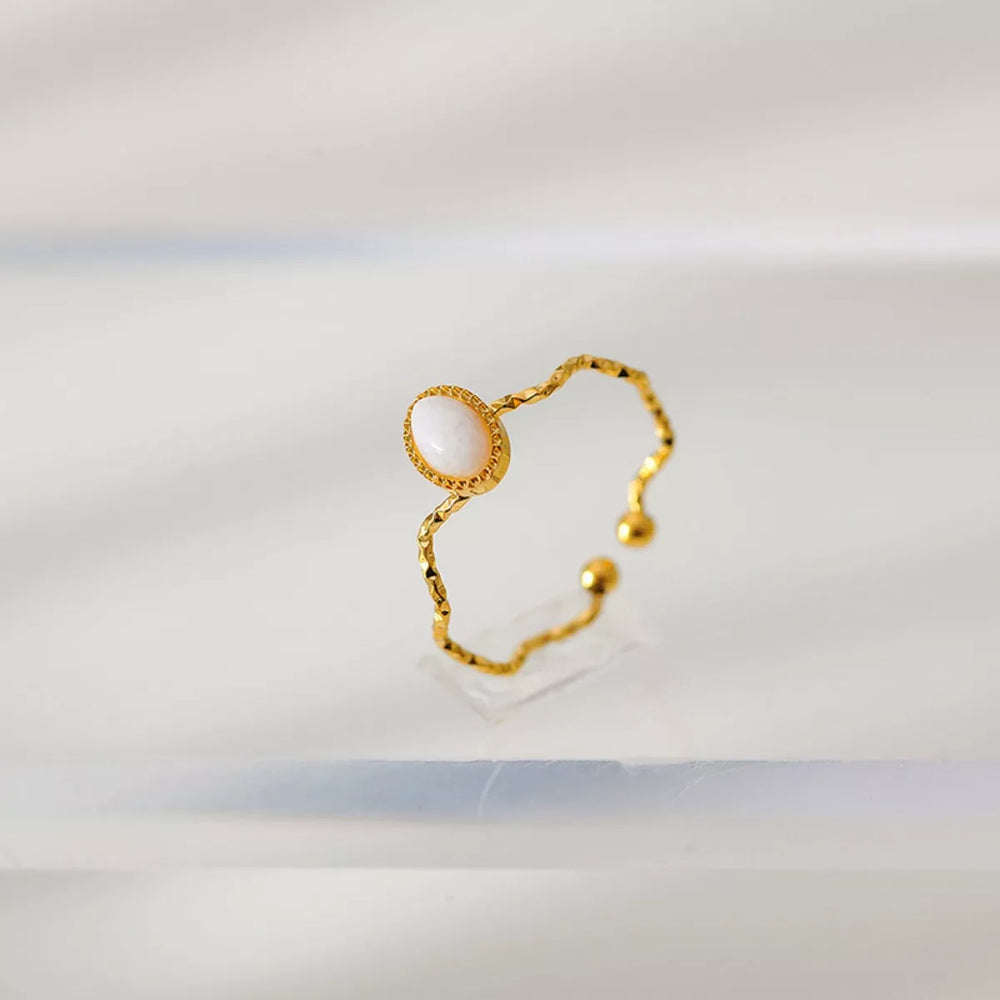 18K Gold-Plated Wave Open Ring - Trendsi - Flyclothing LLC