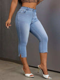 Side Slit Skinny Jeans with Pockets - Trendsi - Flyclothing LLC