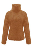 Fuzzy Turtleneck Long Sleeve Sweatshirt - Trendsi - Flyclothing LLC