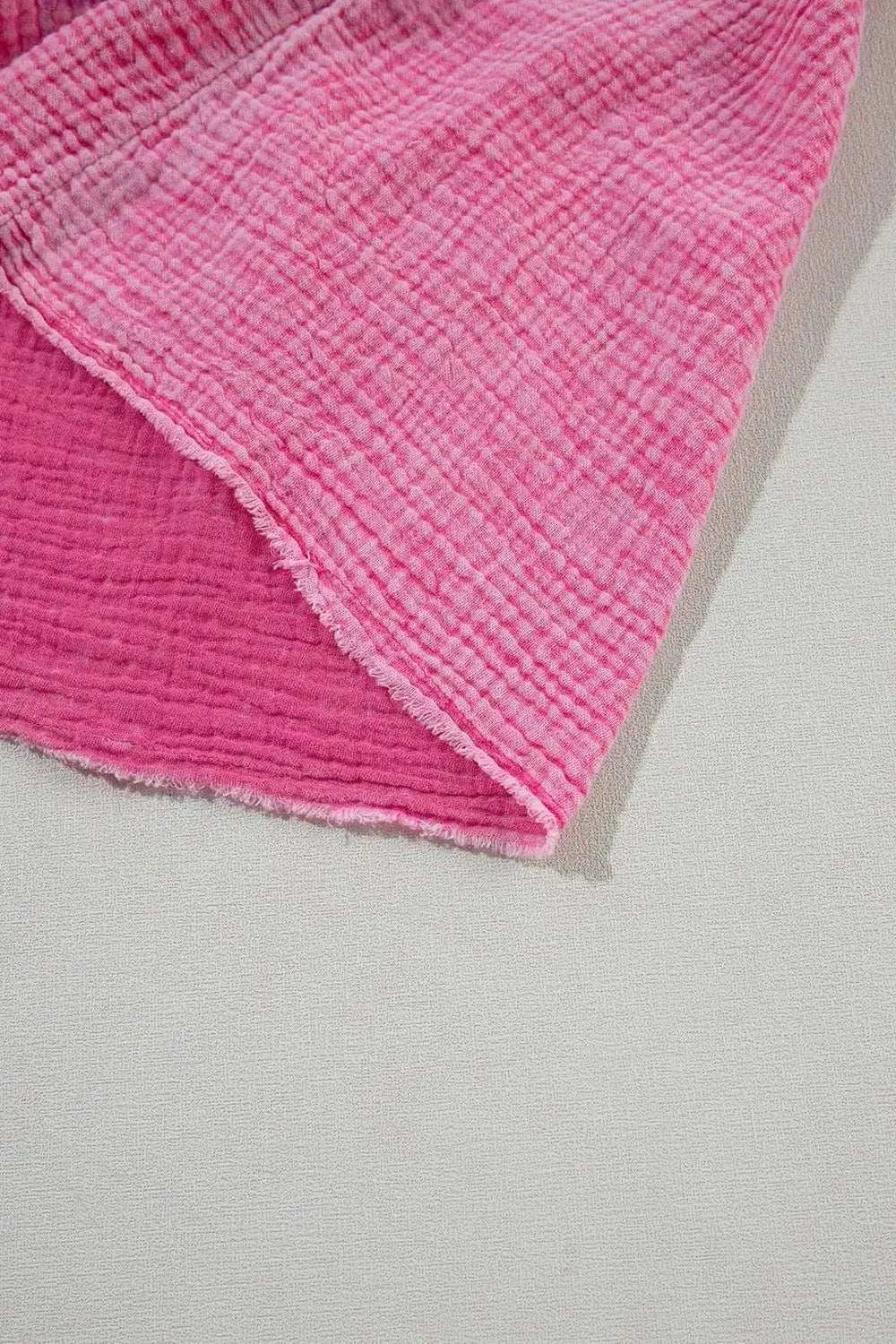 Mineral Wash Crinkle Split Neck Raw Hem Tiered Dress - Trendsi - Flyclothing LLC