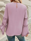 Devine Frill Round Neck Long Sleeve Top - Trendsi - Flyclothing LLC