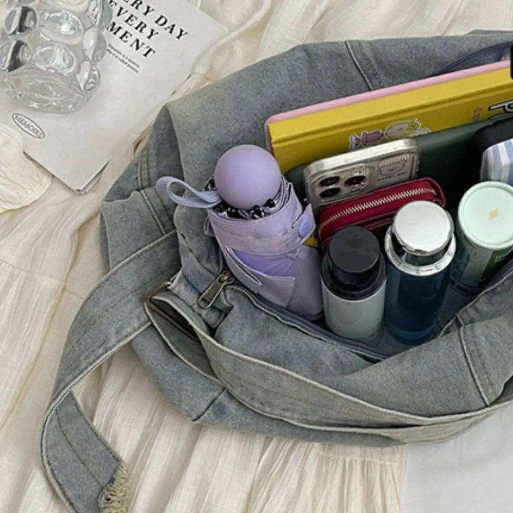 Adjustable Strap Denim Tote Bag - Trendsi - Flyclothing LLC
