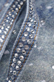 Men's Washed Rhinestone Jeans with Rhinestone Belt - Trendsi - Flyclothing LLC