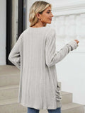 Pocketed Open Front Long Sleeve Cardigan - Trendsi - Flyclothing LLC