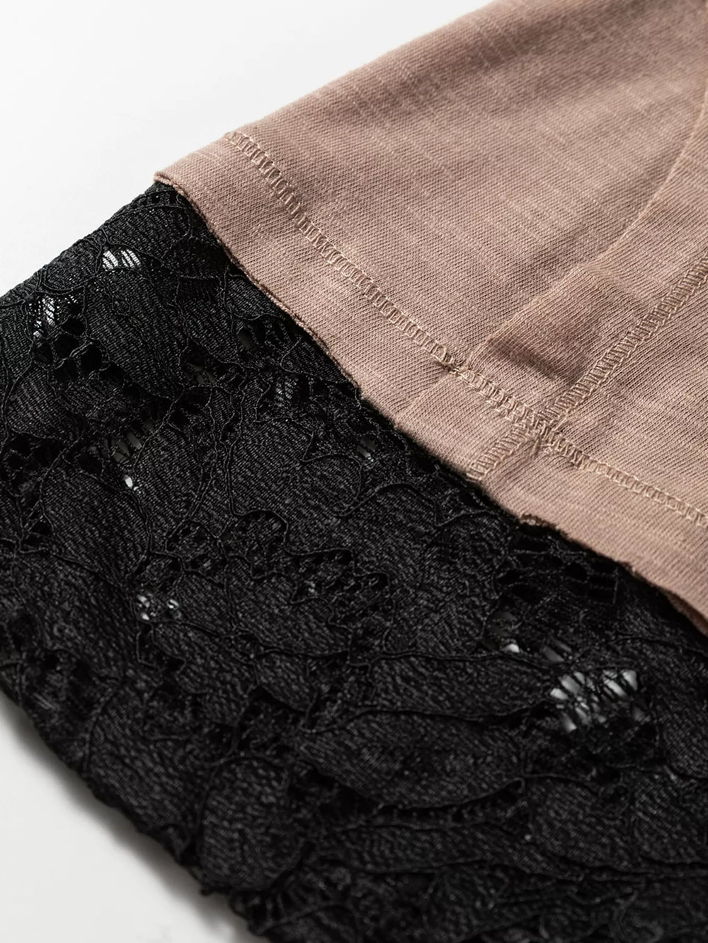 Sheer Lace Patchwork Casual Long Sleeve Tee - Trendsi - Flyclothing LLC