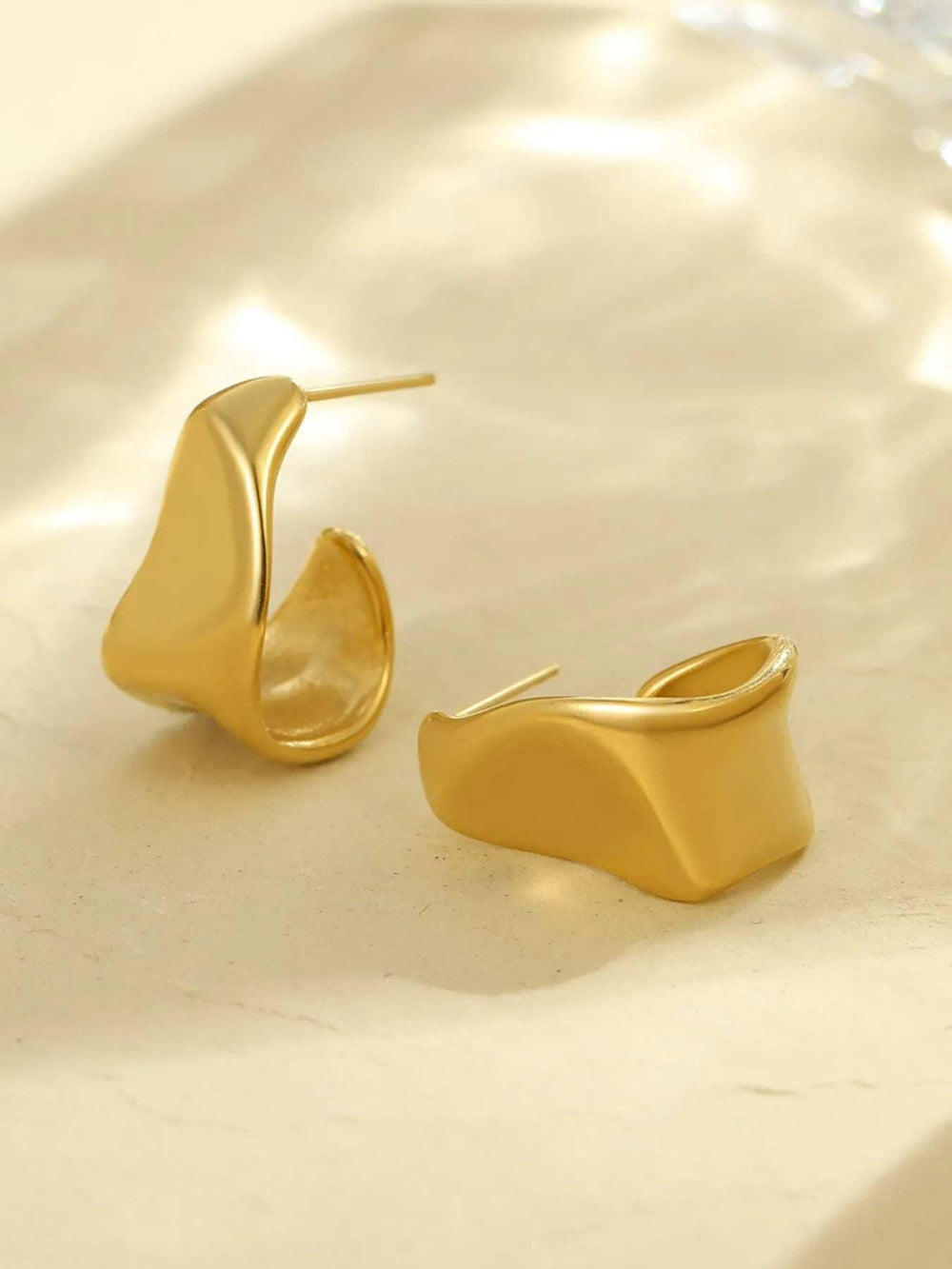 18K Gold-Plated Stainless Steel Geometric Earrings - Trendsi - Flyclothing LLC